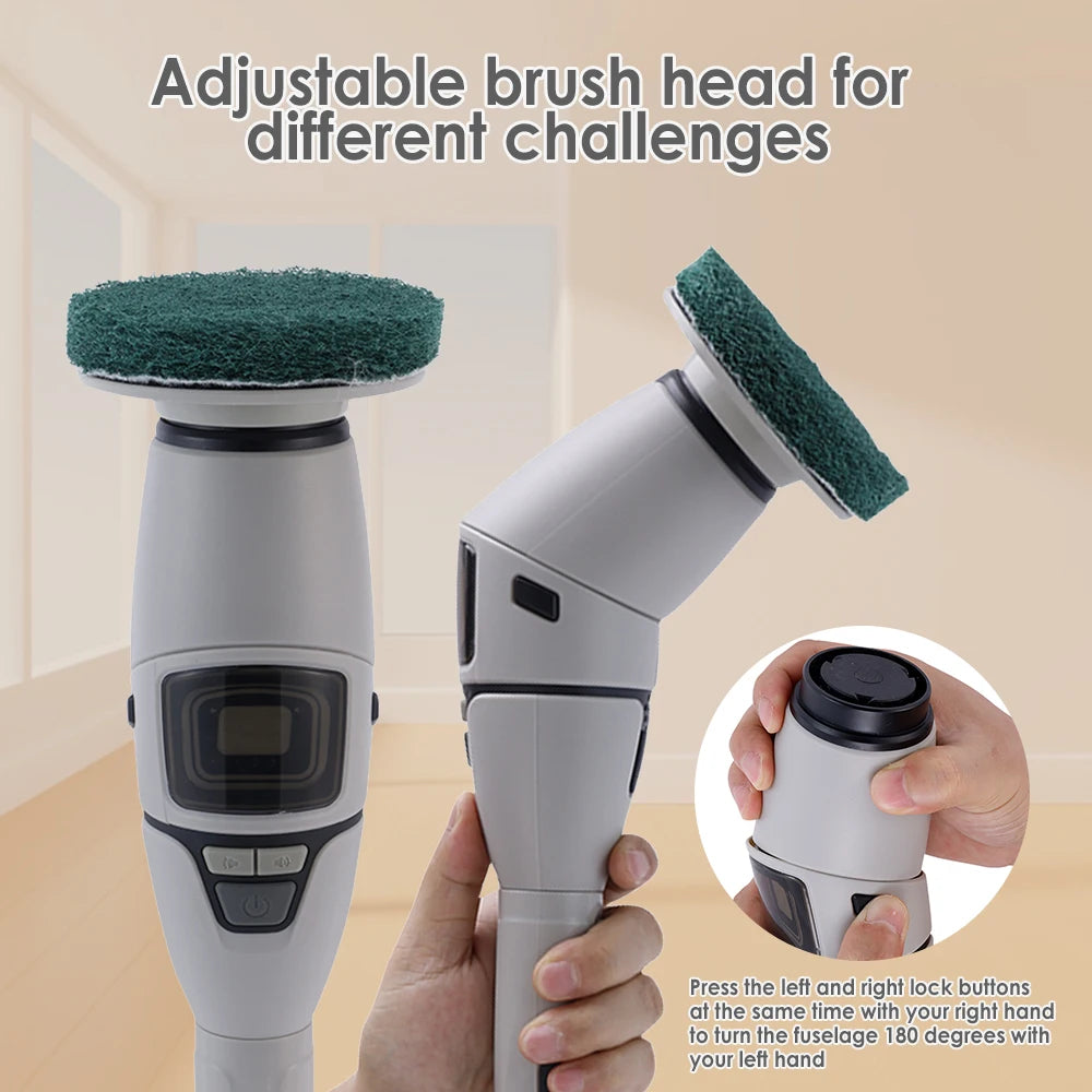 10 in 1 Multifunctional Electric Cleaning Brush, Household Rotary Cleaner with Voice Announcement, Ideal for Kitchen Cleaning