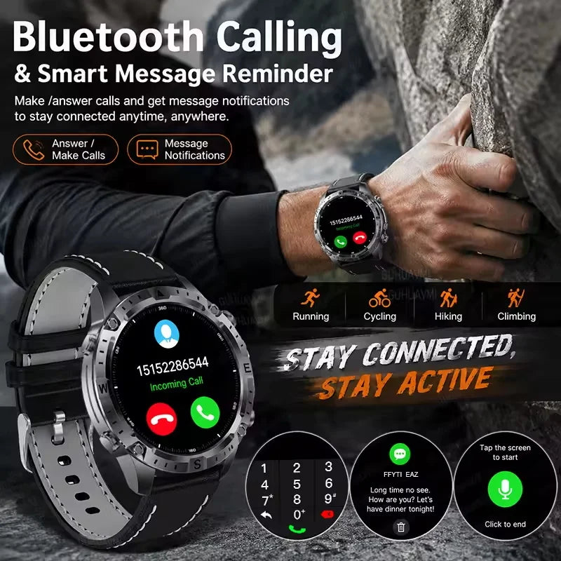 2026 New Built in GPS Smart Watch Offline Map Compass Fitness Tracker BT Call 3ATM Waterproof Altimeter Barometer Rugged Outdoor HD Smartwatch Men