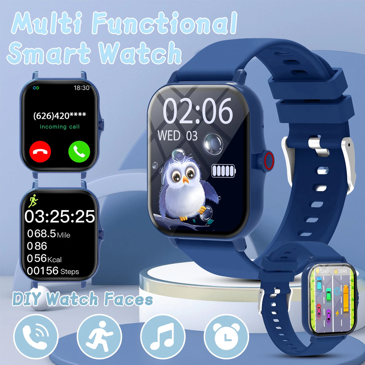 2026 1.83”HD Screen Bluetooth Call Pedometer Waterproof Smart Watch Sports Modes Sleep Monitoring Smartwatch Men Lady Kids Watch