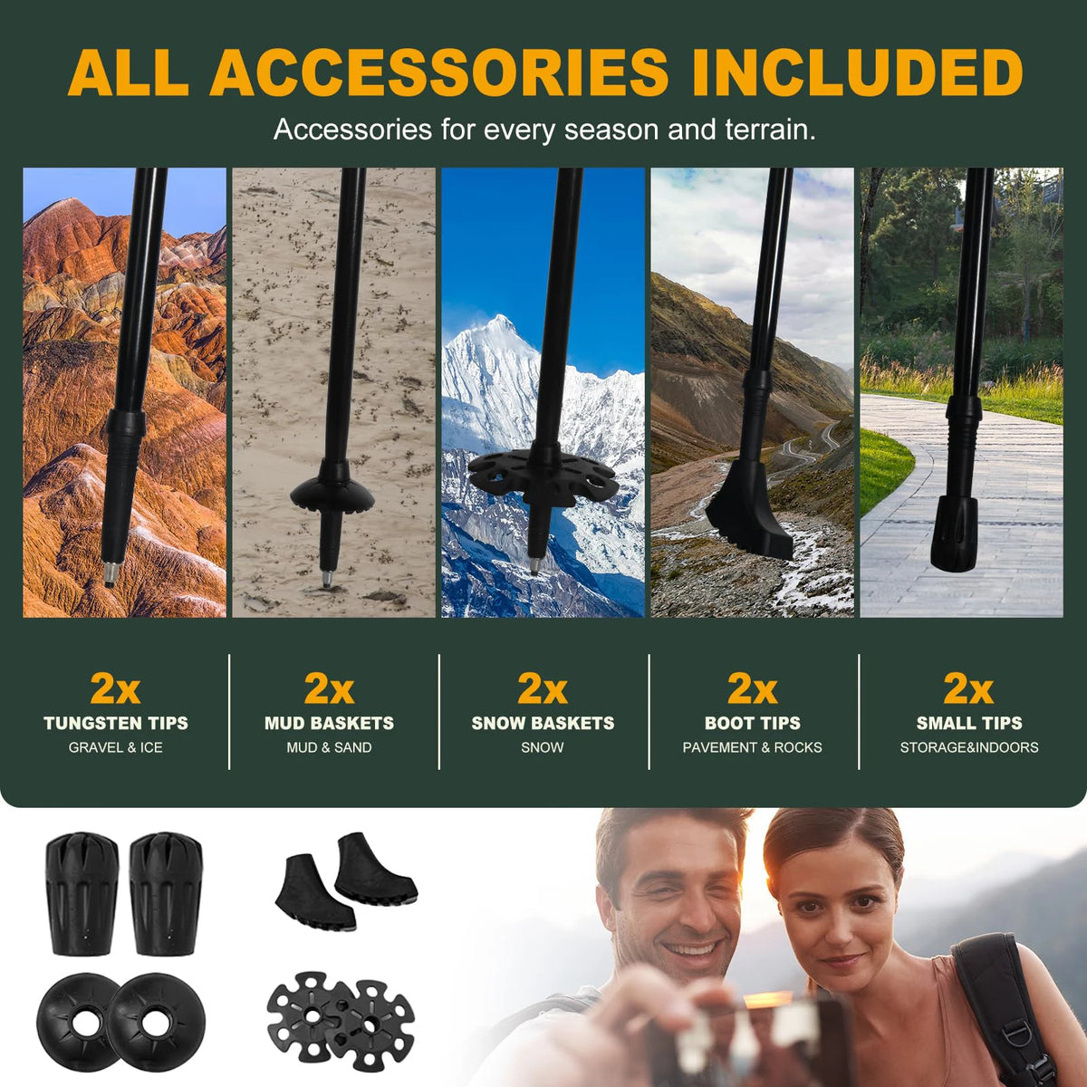 Ultraleichter, 5-teilig zusammenklappbarer Wanderstock aus Aluminiumlegierung – ideal für Outdoor-Wandern, Bergsteigen und Spaziergänge; stabil und langlebig.