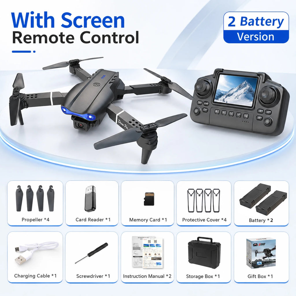 ZNLYRION Dron RC 4K con Control Remoto con Pantalla  Cámara Dual Posicionamiento de Flujo Óptico Evitación de Obstáculos Plegable FPV WIFI Control por APP Regreso con Tecla 360° Voltereta Cuadricóptero Juguete para Principiantes