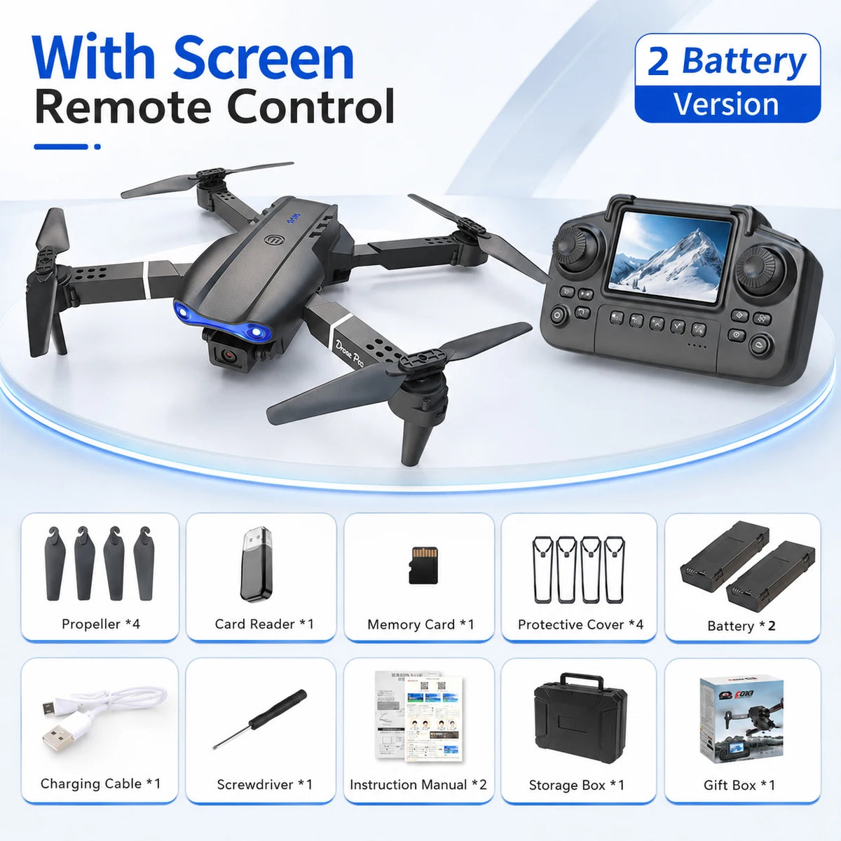 ZNLYRION Dron RC 4K con Control Remoto con Pantalla  Cámara Dual Posicionamiento de Flujo Óptico Evitación de Obstáculos Plegable FPV WIFI Control por APP Regreso con Tecla 360° Voltereta Cuadricóptero Juguete para Principiantes