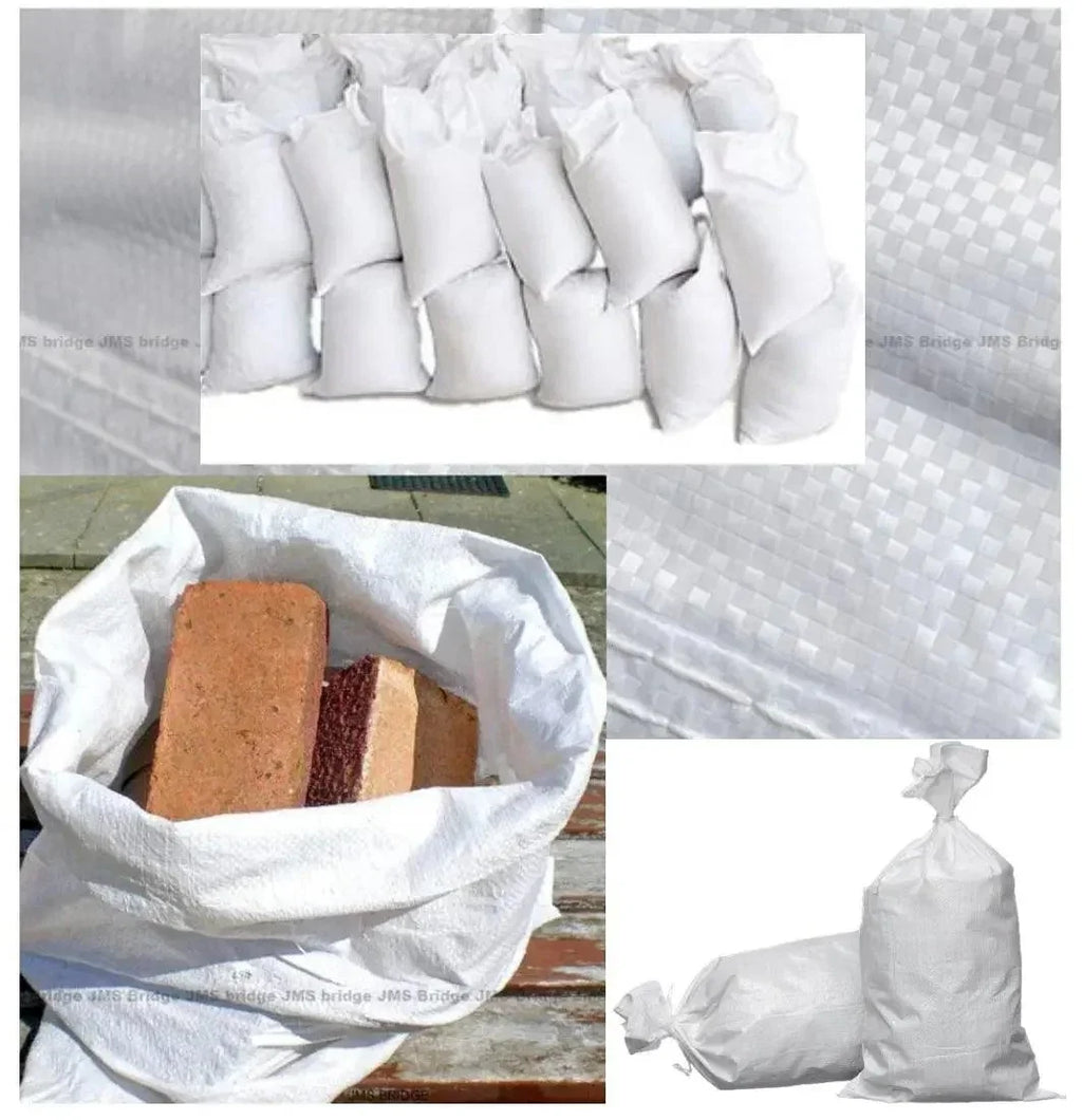 100 X Woven Rubble Sacks, Reusable White Woven Plastic Bags, Polypropylene Builder Bag 33 Inch X 22 Inch (85 cm X 55 cm)