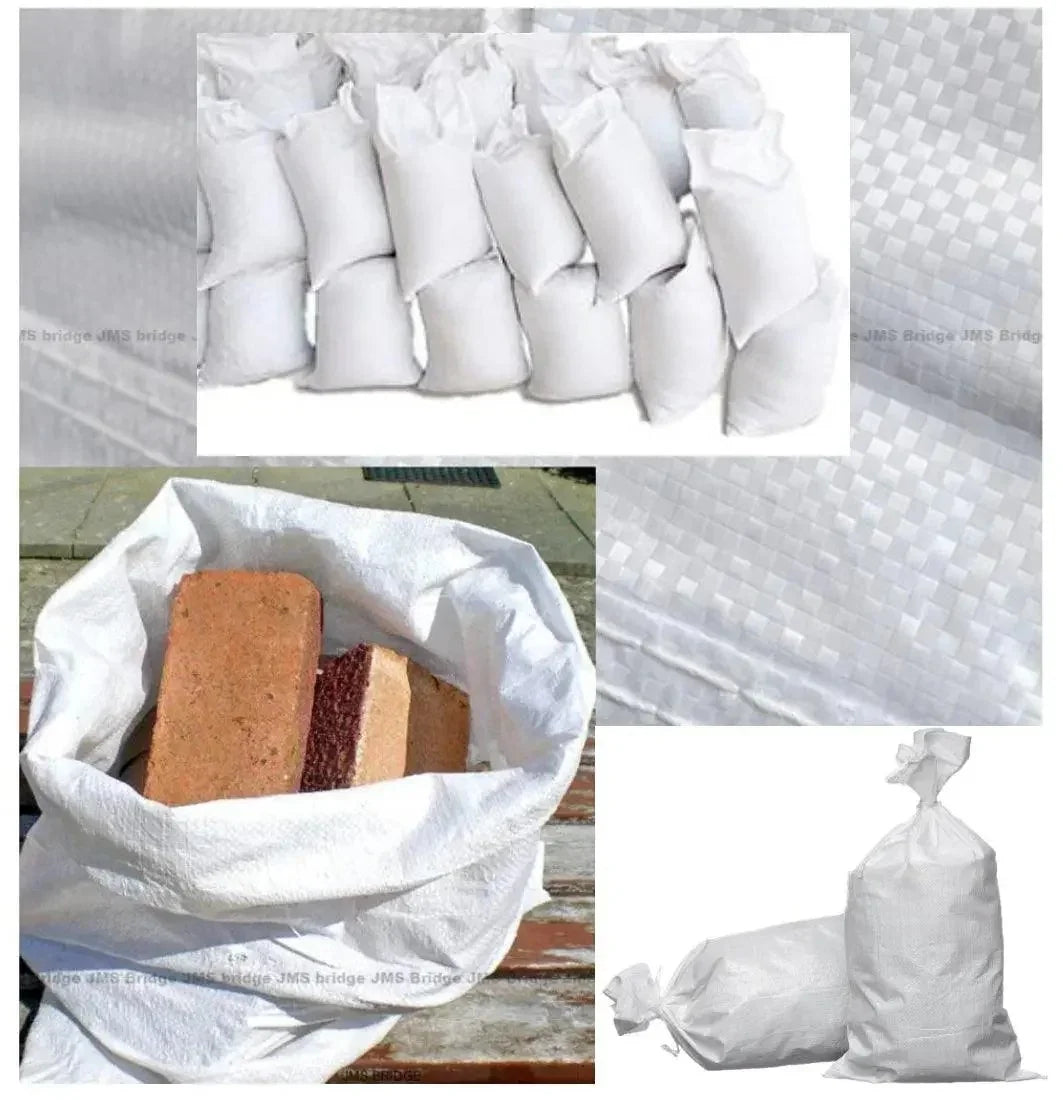 100 X Woven Rubble Sacks, Reusable White Woven Plastic Bags, Polypropylene Builder Bag 33 Inch X 22 Inch (85 cm X 55 cm)