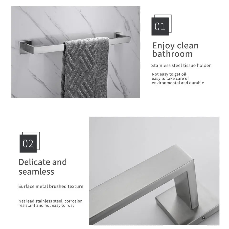 Set de accesorios de baño herrajes decoración soporte para papel higiénico colgador gancho toallero barra oro cepillado estante de pared de acero inoxidable