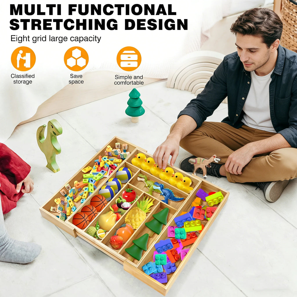 Bambus-Besteckkasten mit 6–8 Fächern, ausziehbarer Küchen-Schubladenorganizer – Holzhalter für Küchenutensilien für Zuhause und Büro, umweltfreundlich