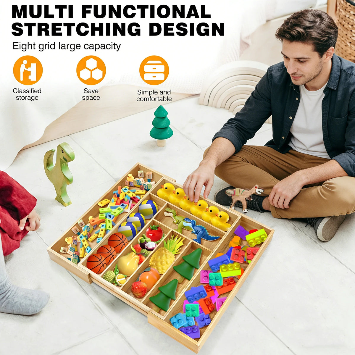 Bambus-Besteckkasten mit 6–8 Fächern, ausziehbarer Küchen-Schubladenorganizer – Holzhalter für Küchenutensilien für Zuhause und Büro, umweltfreundlich