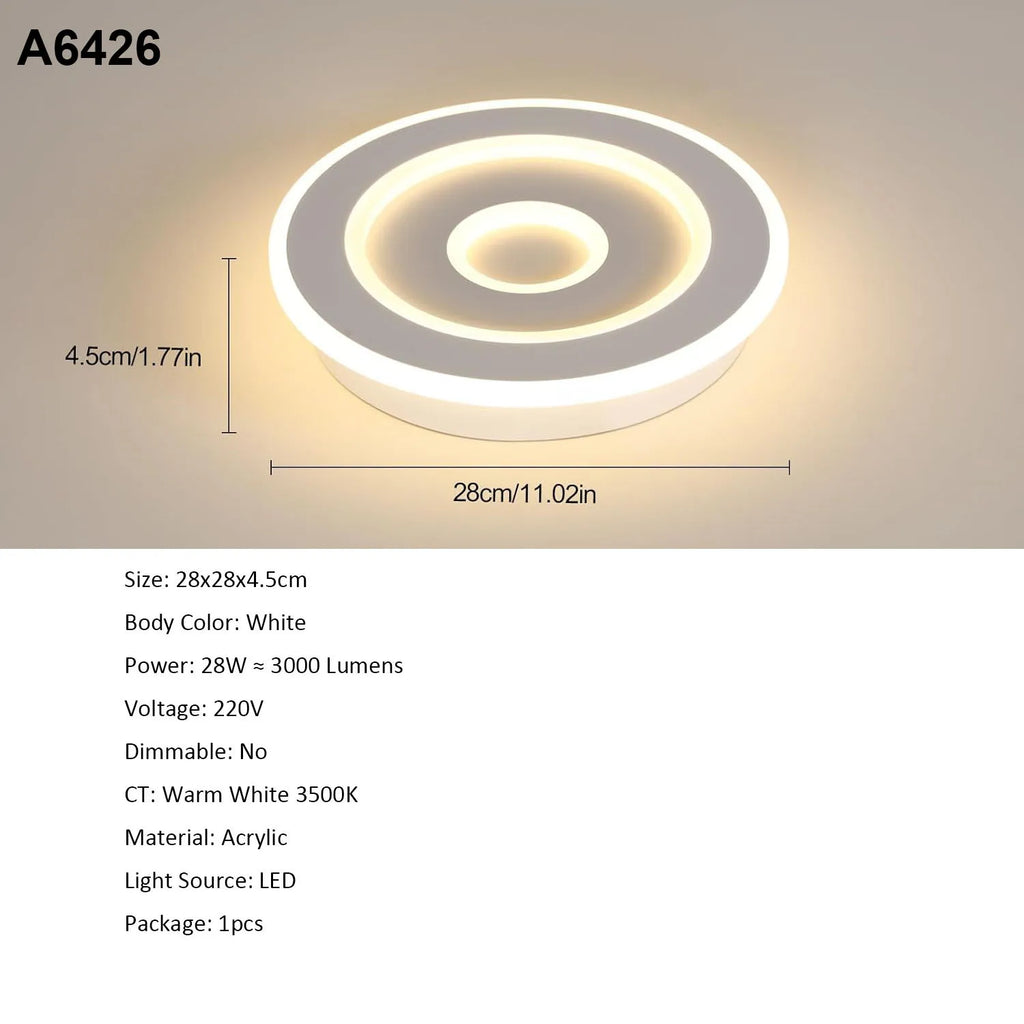 Lámpara de techo redonda LED, Lámparas de techo LED modernas 28W para pasillo, dormitorio, baño, cocina, sala de estar