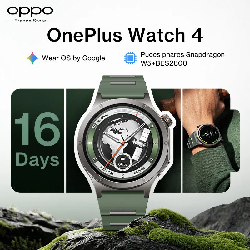 OnePlus Watch 4 smartwatch in titanio con Wear OS 6