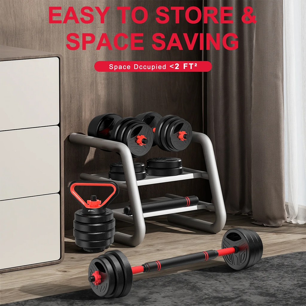 Adjustable 20 kg or 26 kg Dumbbell and Barbell Set