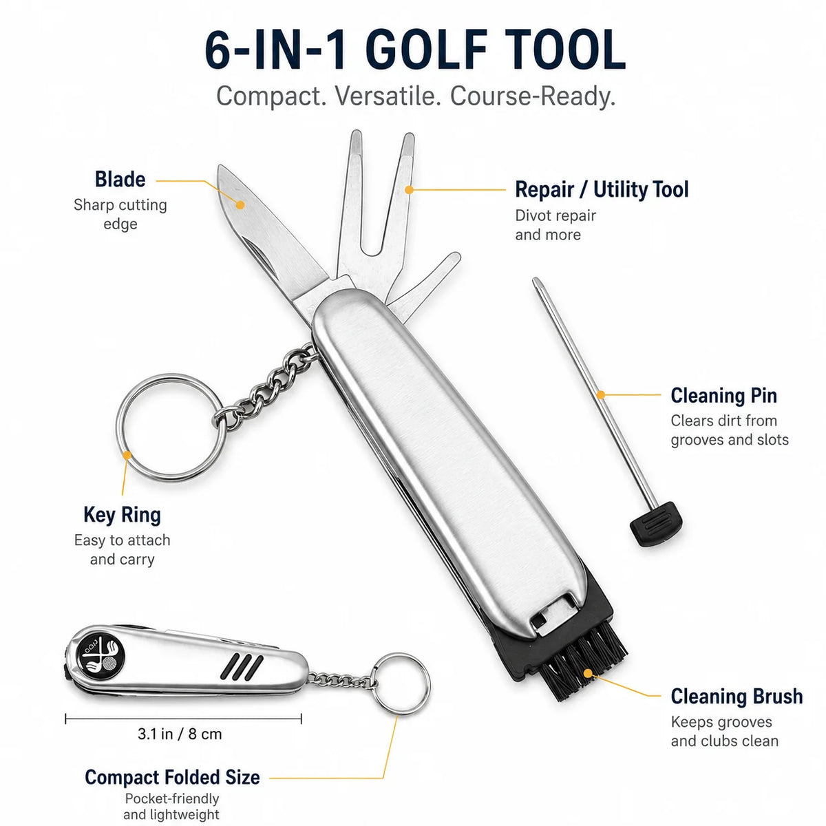 Folding Mushroom Foraging Knife with Cleaning Brush