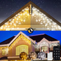 Christmas Led Icicle String Lights 5/10/15/30/45m, 200-1800 Leds, Warm/Cold White or Multi-Color, App + Remote Control, Music Mode, Timer, Dimmable, Ip65 Outdoor, with Hooks and Clips