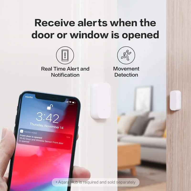 Original Aqara Tür-/Fenstersensor, drahtlose ZigBee-Verbindung, intelligenter Türsensor MCCGQ11LM, Smart Home, kompatibel mit Mi Home und der HomeKit-App