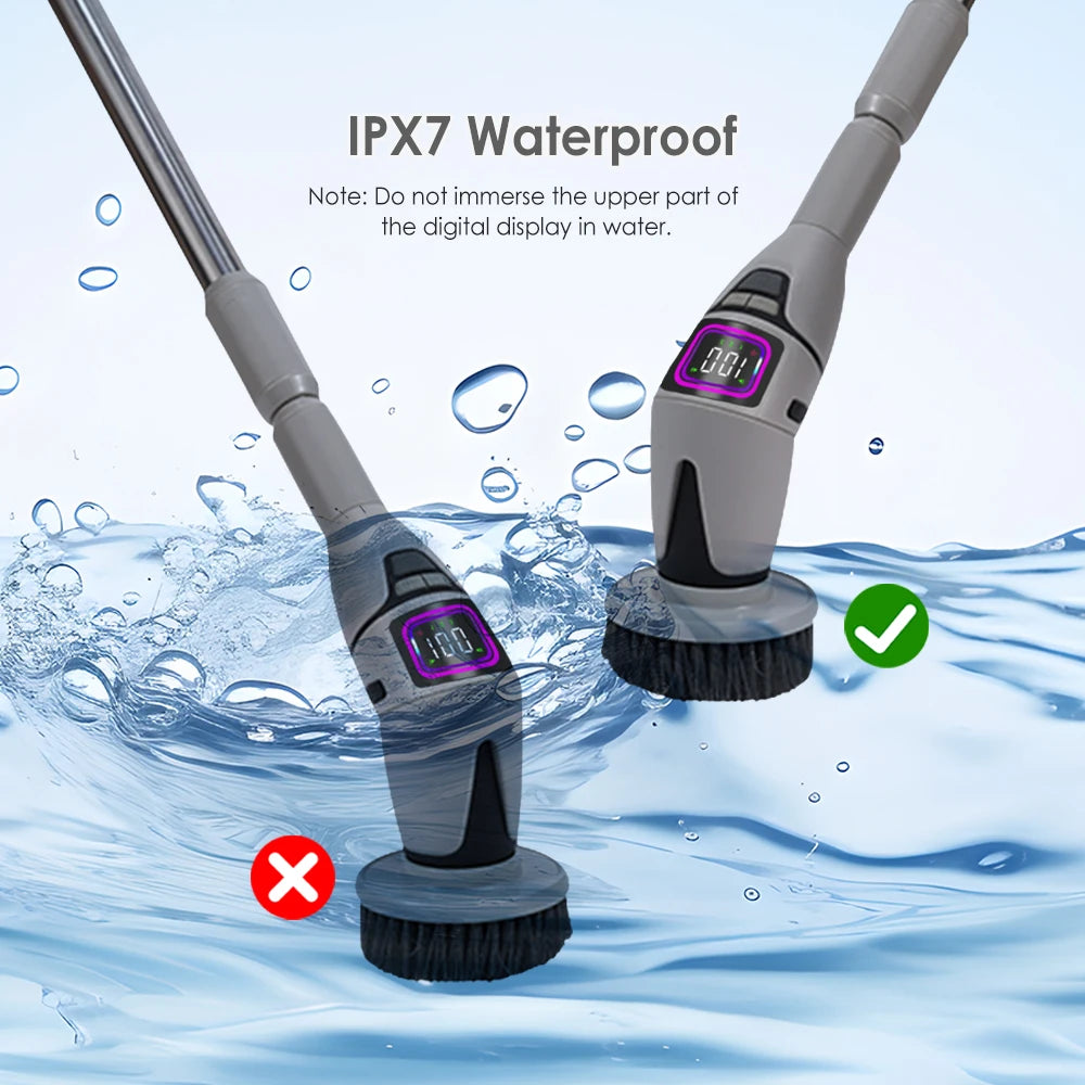 10 in 1 Multifunctional Electric Cleaning Brush, Household Rotary Cleaner with Voice Announcement, Ideal for Kitchen Cleaning