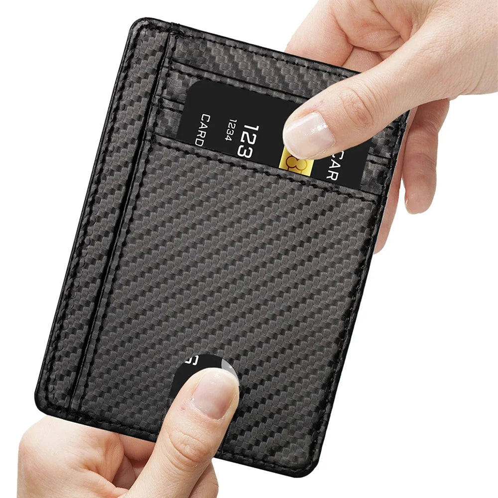 Porte-cartes de crédit fin pour homme en cuir, anti-scan RFID, petit portefeuille