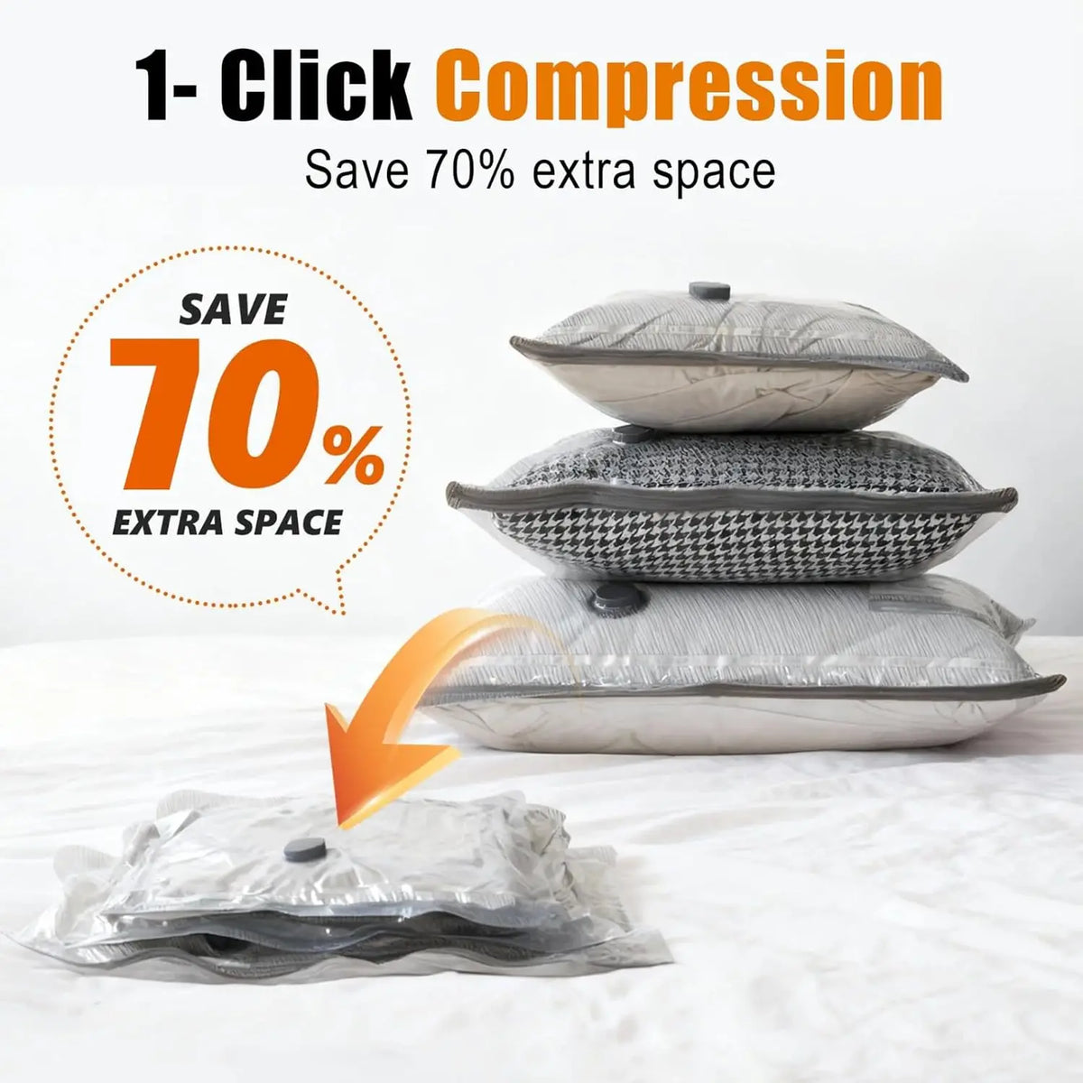 10-15-20pcs Thickened Vacuum Storage Compression Bag with Wireless Pump, Transparent Quilt Vacuum Bags, Storage Bags, Household Clothing Storage and Sorting Bag 3 Sizes with Clips for Travel & Home