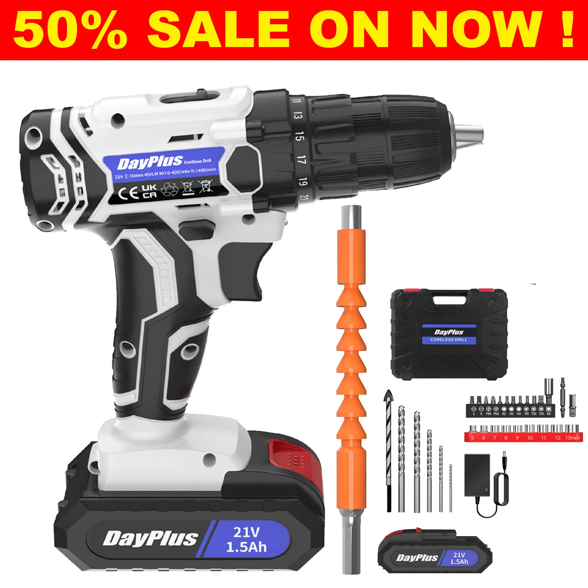 Trapano avvitatore a batteria 21 V con accessori
