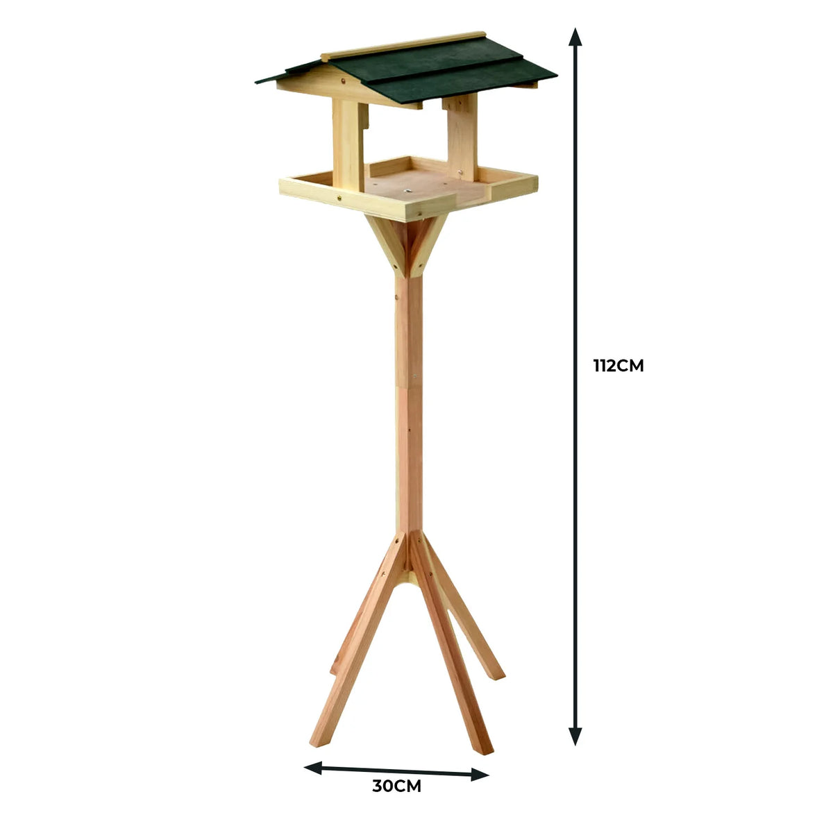 Mesa tradicional de madera para pájaros, comedero para aves de jardín con soporte independiente