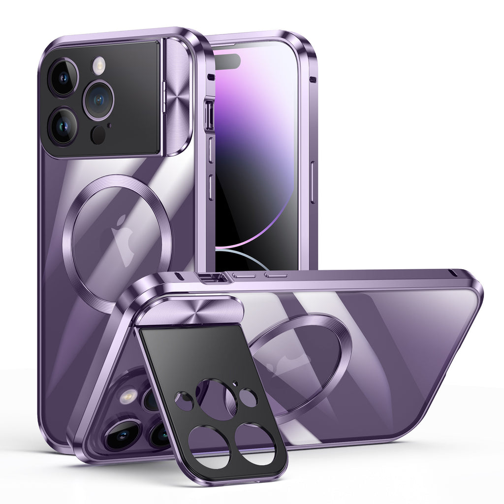 Suitable for Apple 15Promax mobile phone case Magneto metal magnetic iPhone14 bracket mirror protective cover