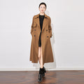 Double-Breasted Belted Mid-Length Petite Women's Trench Coat
