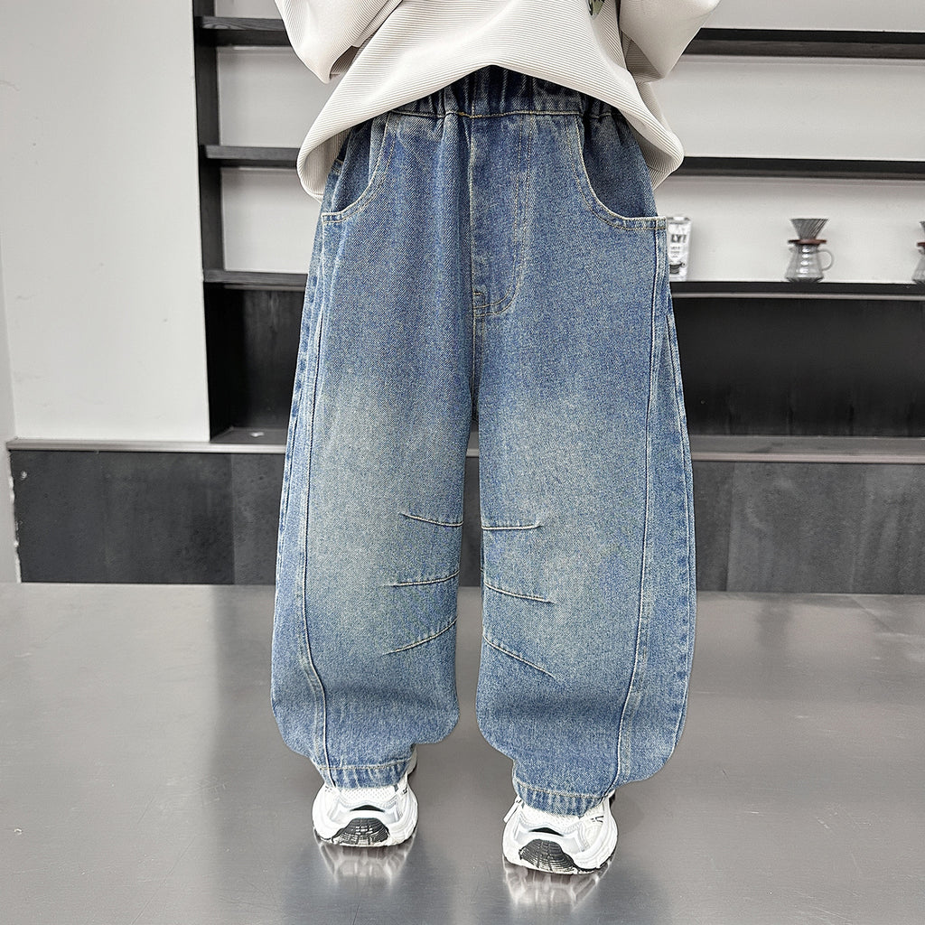Boys Cartoon Denim Pants  Straight Leg Jeans