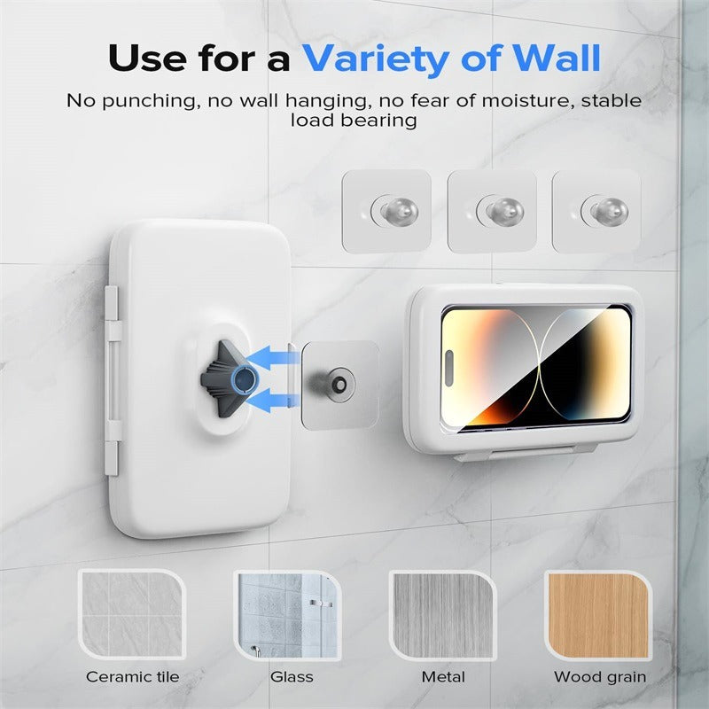 Wall-Mounted Bathroom Phone Holder for Phones up to 6.8 Inches