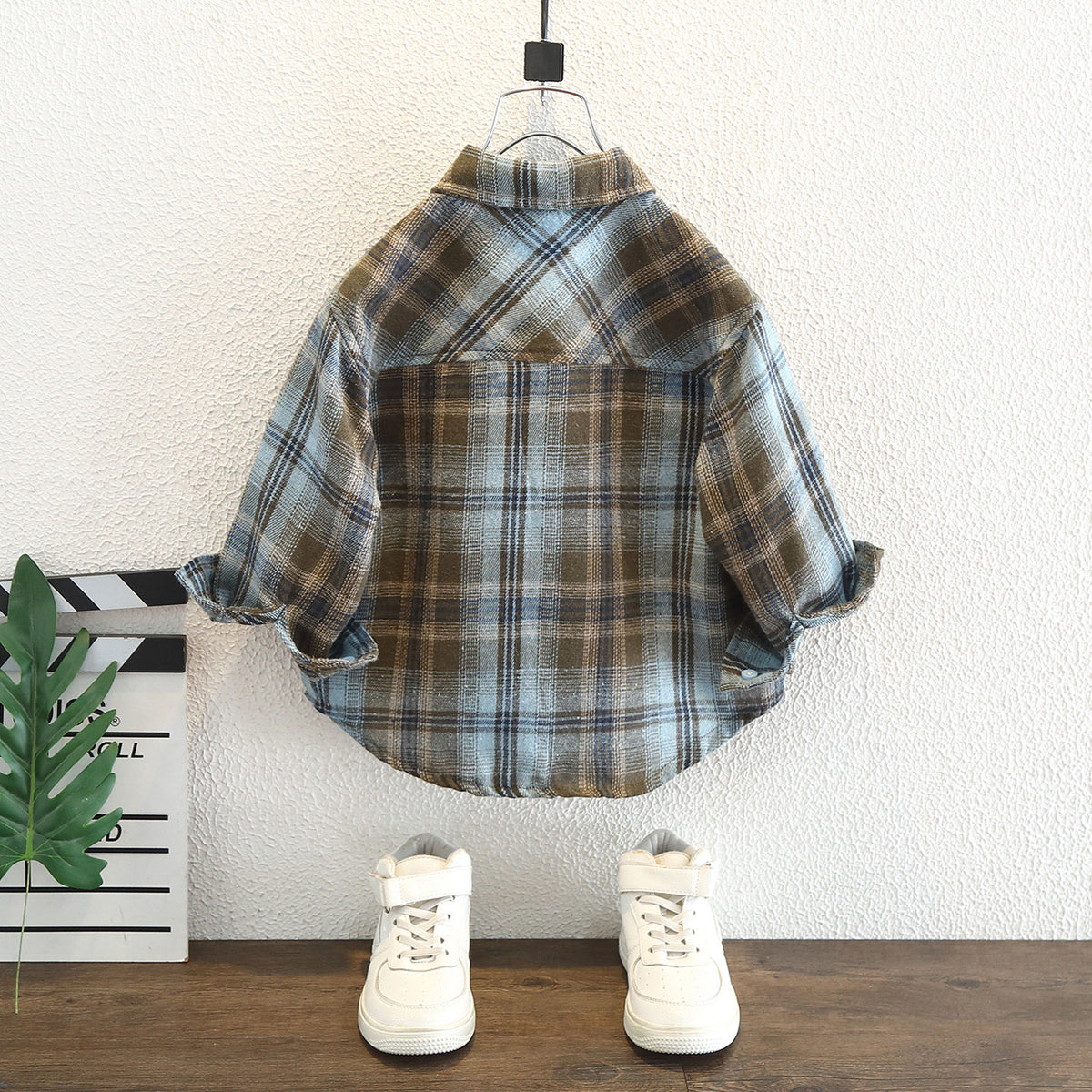 Boys Long Sleeve Plaid Shirt Casual Top