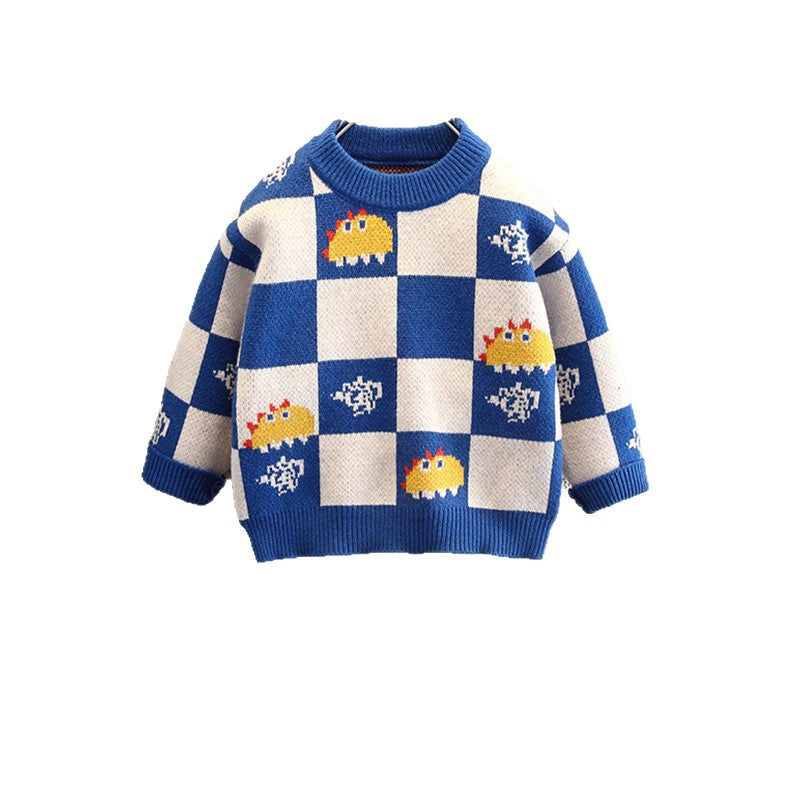 Boys Preppy Style Thickened Long Sleeve Knit Sweater Base Layer