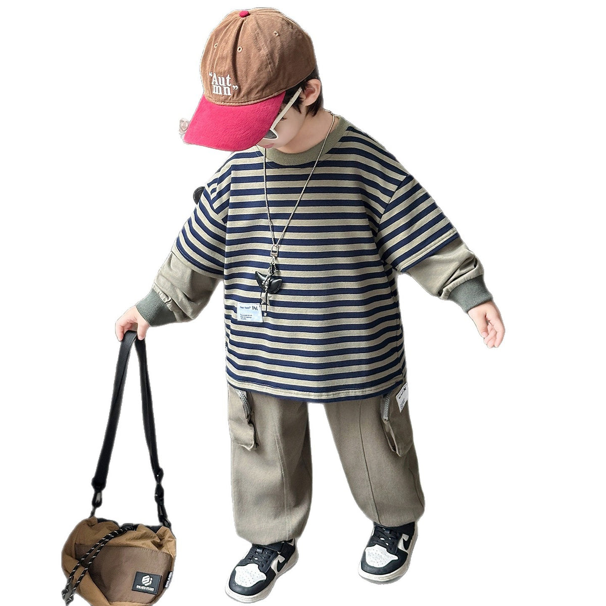 Boys Striped Two-Piece Casual Set
