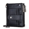 Unisex Double-Zip Leather Wallet with Card Slots