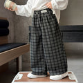 Boys Casual Plaid Wide Leg Straight Leg Scimitar Pants