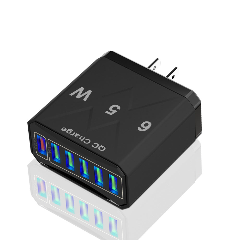 Standard 65W fast charging Korean standard mobile phone charger 6USB multi port fast charging head travel charger