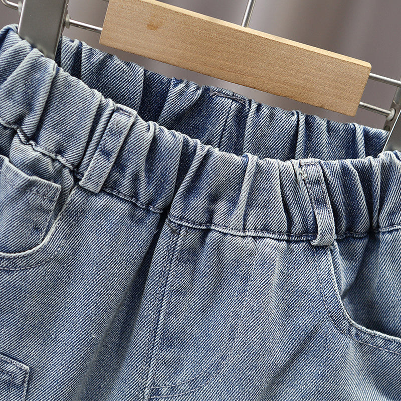 Boys' Casual Distressed Jeans Loose Straight Leg Pants