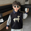 Boys Fashion Jacquard Knitted Vest Spring Autumn Casual Waistcoat