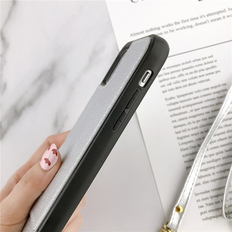 Lanyard Crossbody Wallet Case For iPhone 13 12 11 Pro Max XS MAX XR X 7 8 Plus Leather Card Slot With Shoulder Strap Back Cover