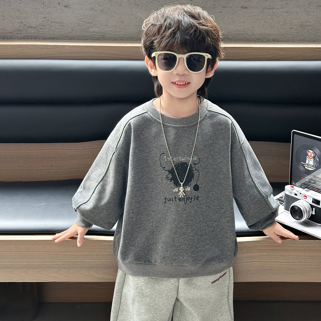 Casual Long Sleeve Hooded Boys Sweatshirt