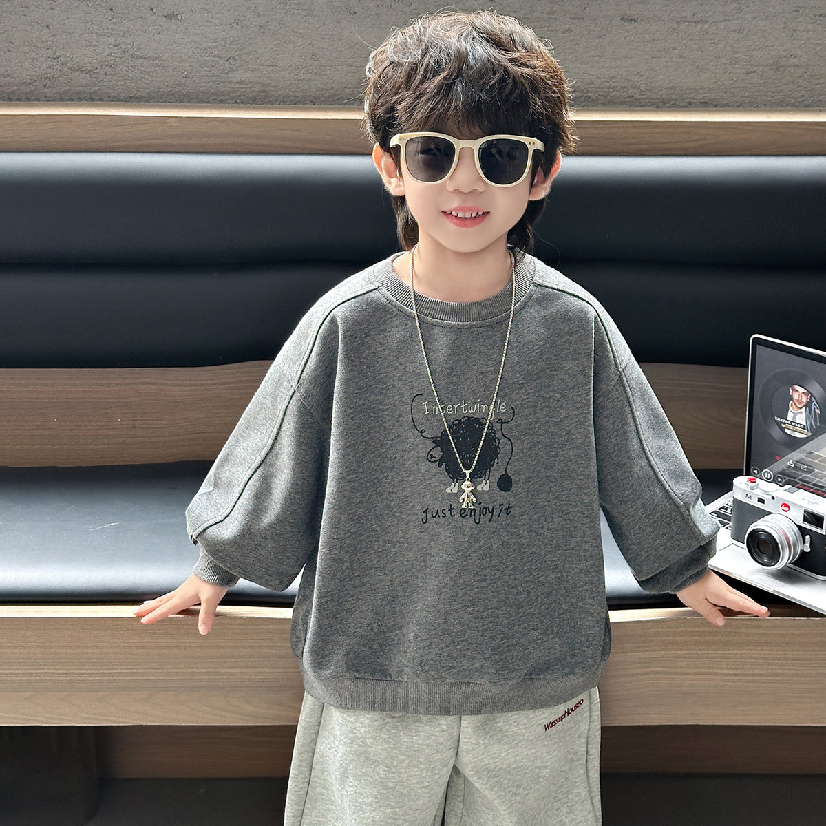 Casual Long Sleeve Hooded Boys Sweatshirt
