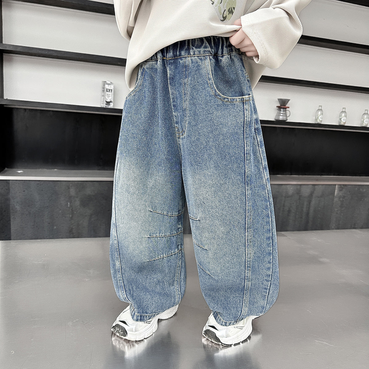 Boys Cartoon Denim Pants  Straight Leg Jeans