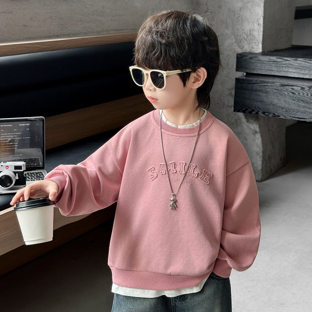 Fake Two-Piece Long Sleeve Sweatshirt for Boys