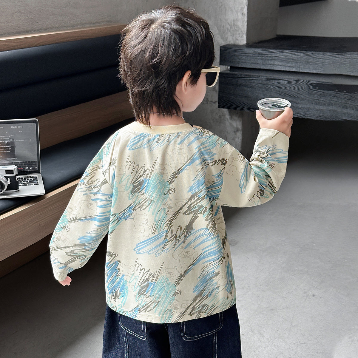 Boys' Casual Long Sleeve Crew Neck T-Shirt Pullover Top