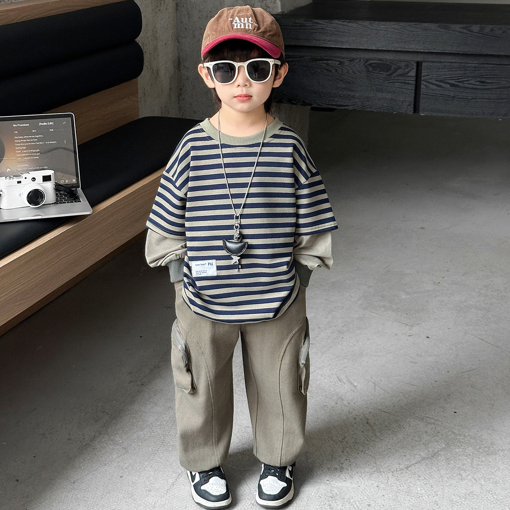 Boys Striped Two-Piece Casual Set