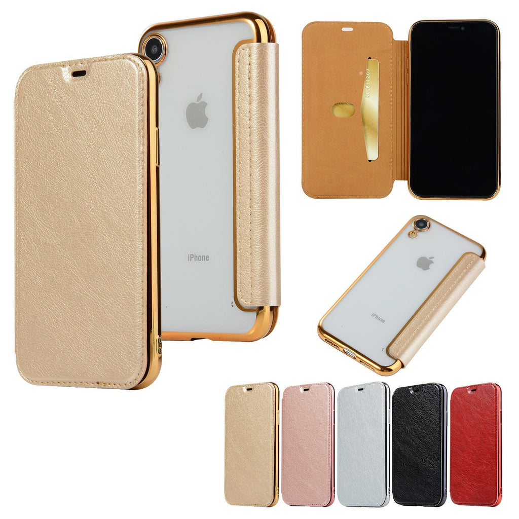 Suitable for iPhone 15 ultra-thin phone case XR electroplated TPU 12 phone protective case Apple 14 flip leather case