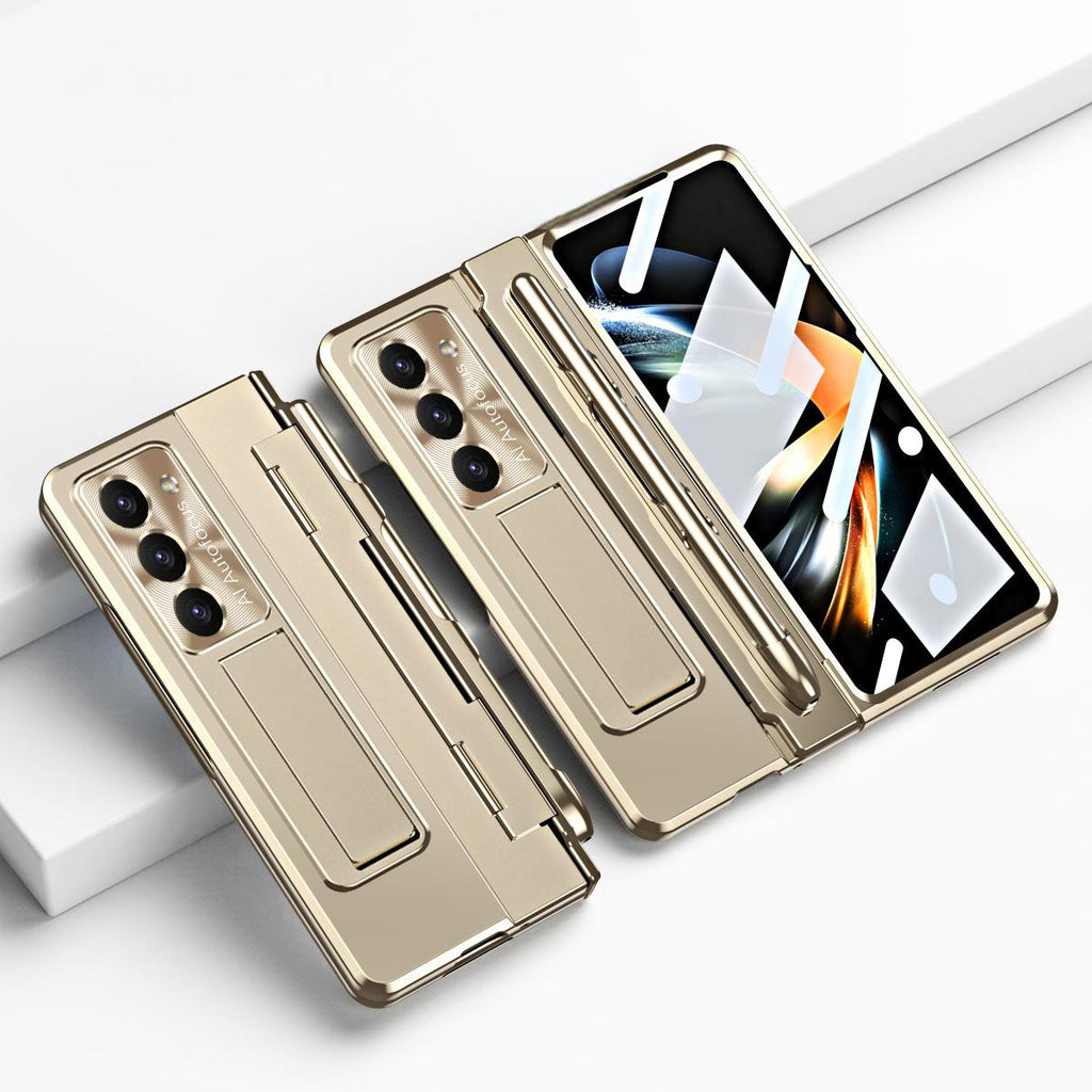 Samsung zfold 5 phone case FOLD4 flat hinge folding protective cover FOLD3 solid color bracket anti drop suitable