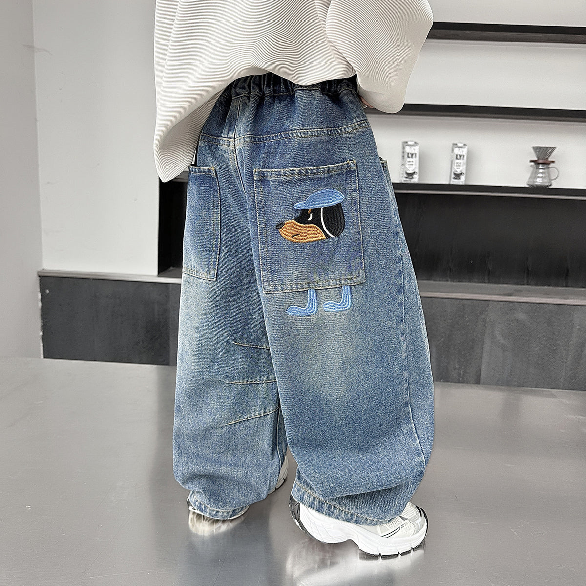 Boys Cartoon Denim Pants  Straight Leg Jeans