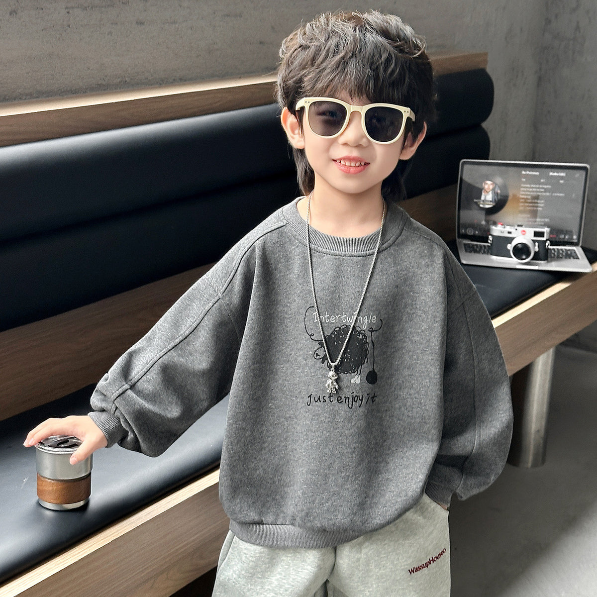 Casual Long Sleeve Hooded Boys Sweatshirt