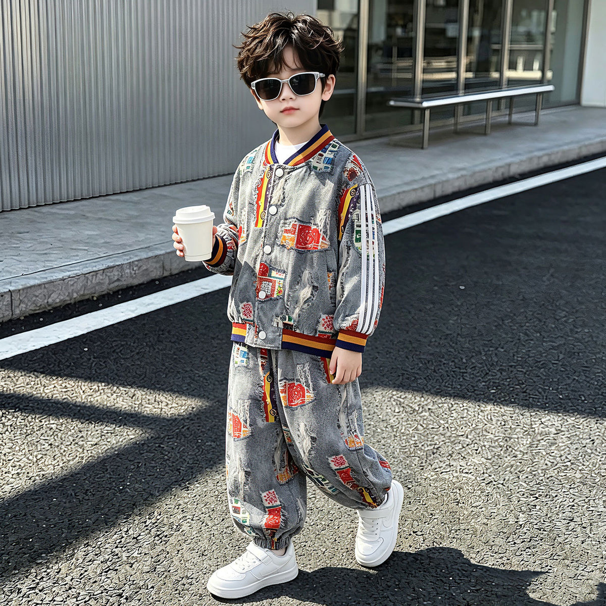 Boys Spring Autumn Jacket Casual Pants Sports Two-Piece Set