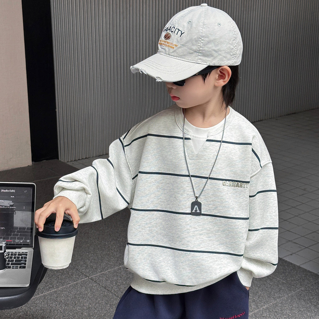 Boys Long Sleeve Layered Pullover Sweatshirt