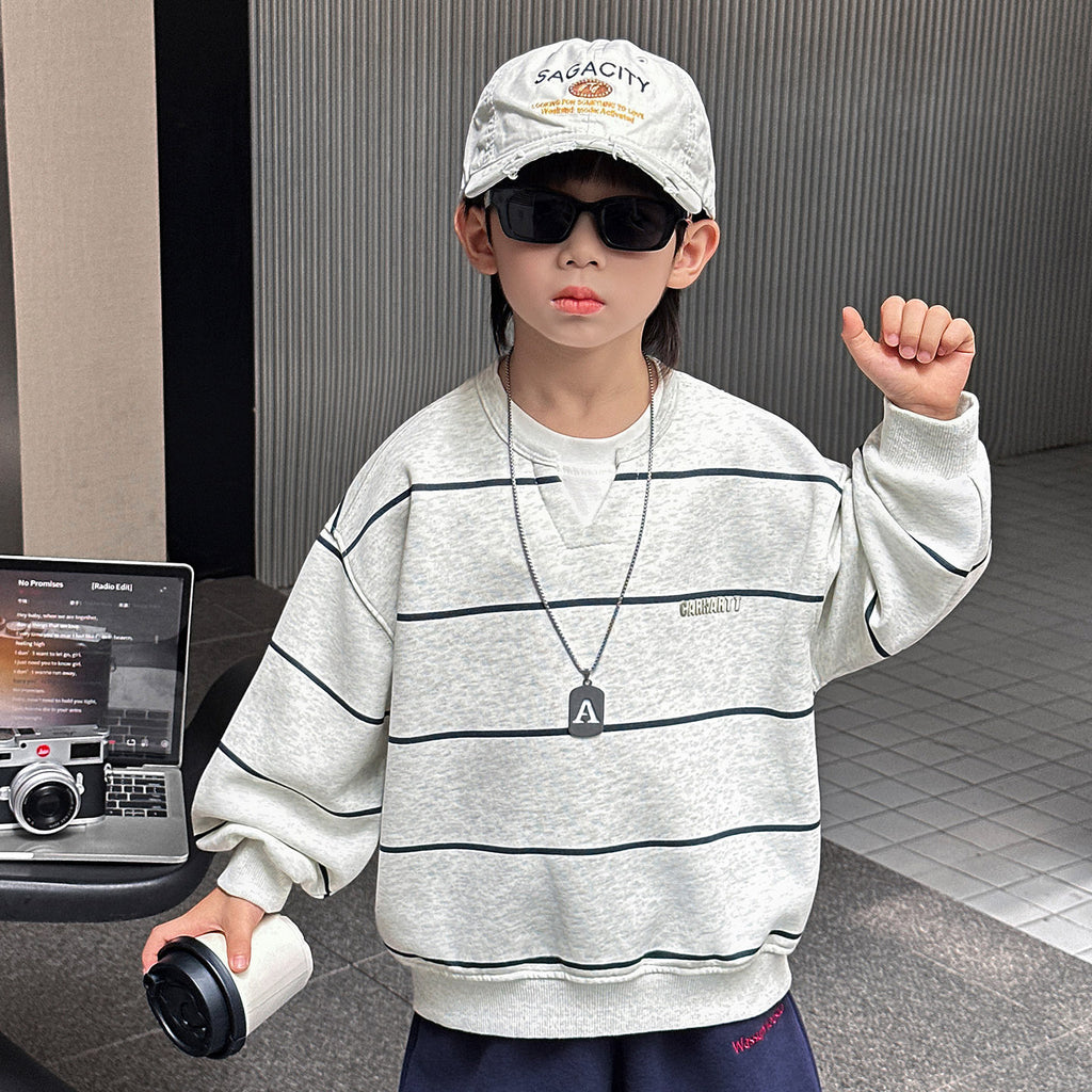 Boys Long Sleeve Layered Pullover Sweatshirt