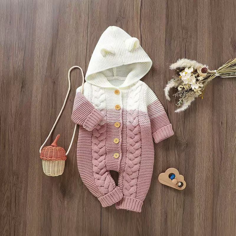 Baby Knitted Onesie Thick Warm Romper Unisex Newborn Clothes Spring Autumn