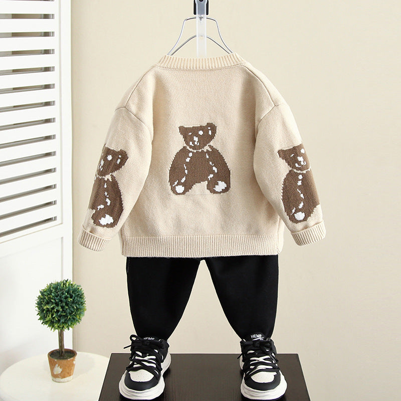 Boys' Knit Open Cardigan Sweater Spring Autumn Toddler Kids Outerwear